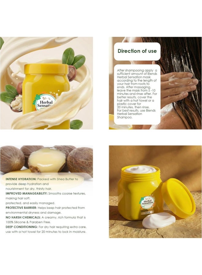 Blends Herbal Sensation Shea Butter Hair Mask for Dry Hair – Deep Hydration & Manageability Treatment – Silicone & Paraben Free – 600 ml - Image 4